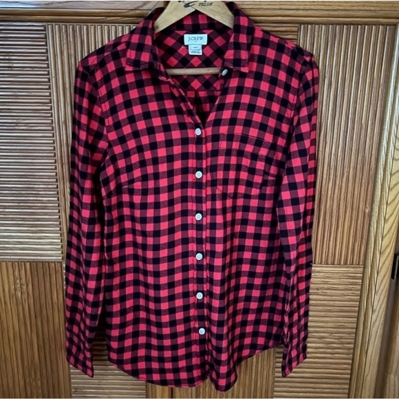 J Crew Women's Shirt Size XXS Red Black lumber jack checker - Picture 1 of 2